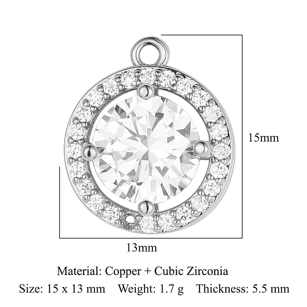 Copper zircon round oval pendant.