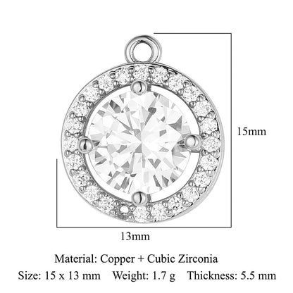 Copper zircon round oval pendant.