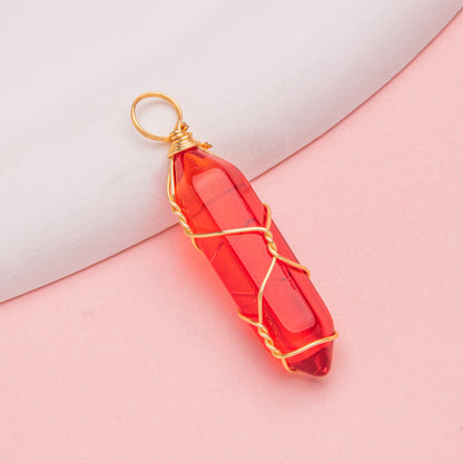 Copper Wire Hexagonal Column Stone DIY Pendant