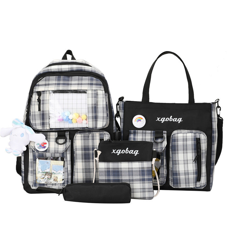 4-piece school bag ulzzang backpack