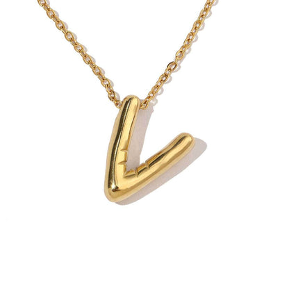 18k real gold titanium steel bubble letter pendant