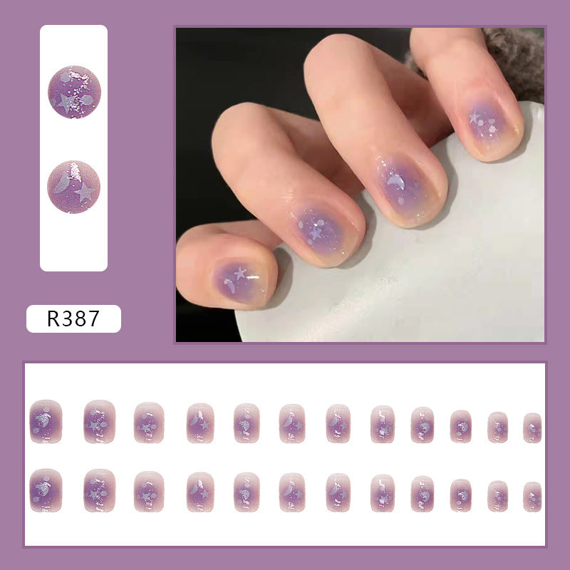 Wearable Blush Short Removable Nail Stickers