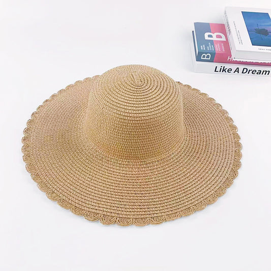 40cm Wide-Brim Round-Top Hat Summer Sun Protection