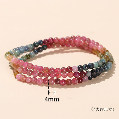 Pulsera multicírculo de turmalina arcoíris transparente de hielo natural 7A 