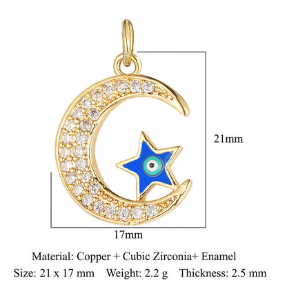 Copper zircon star rainbow pendant.