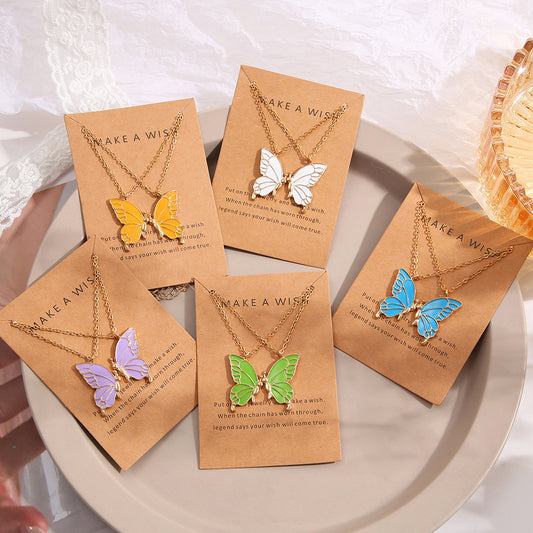 Colorful butterfly necklace clavicle chain