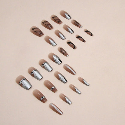 Ballet Medium-Length Graffiti Letter Fake Nails