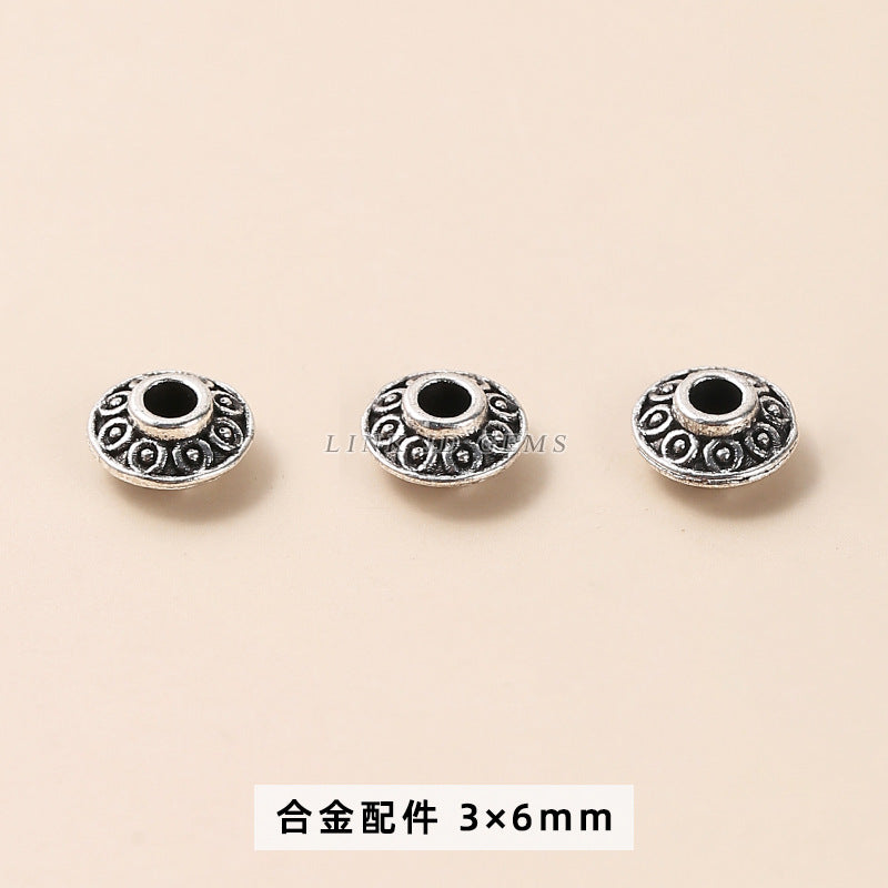 Tibetan silver zinc alloy disc with diamond bead spacer accessories