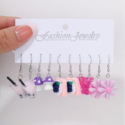 Colorful acrylic earrings set 5 pieces