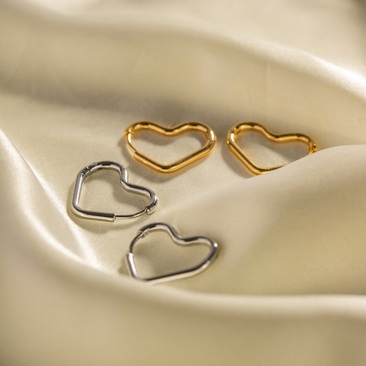 Stainless steel 18K gold plated heart earrings