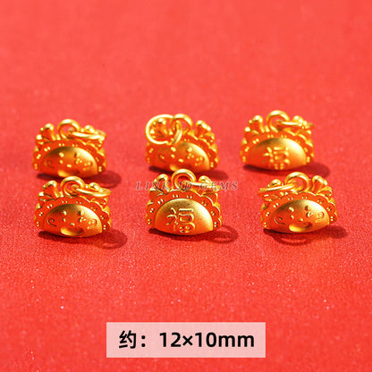 Ancient sand gold dragon year small accessories alloy