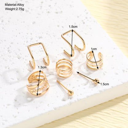 Gold Women's Ear Clip Earrings 7-Piece Set