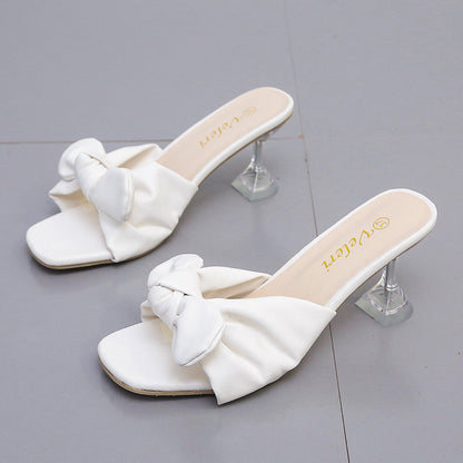 High Heel Bow Slippers Women