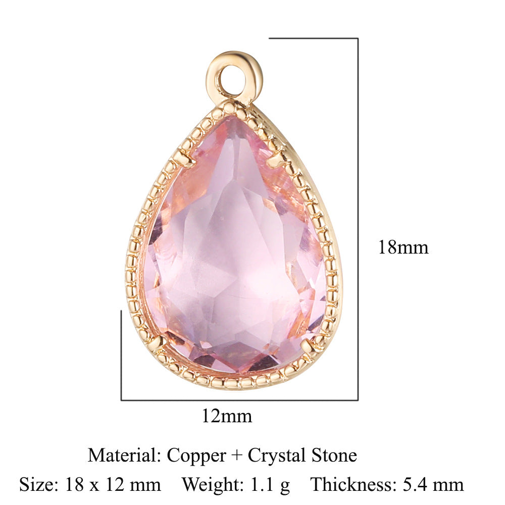 Water drop shaped copper glass crystal pendant