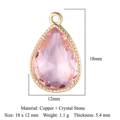 Water drop shaped copper glass crystal pendant