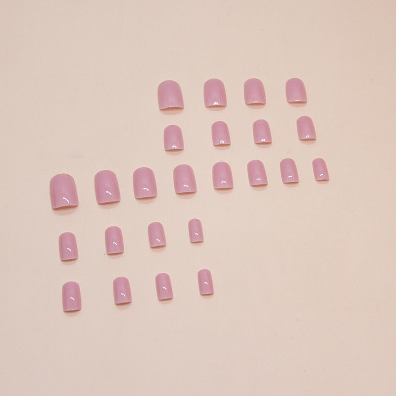 Solid Color Pink Purple Square Nails 24 Pieces