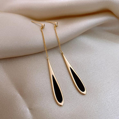 Silver Needle Diamond Drip Oil Drop Earrings