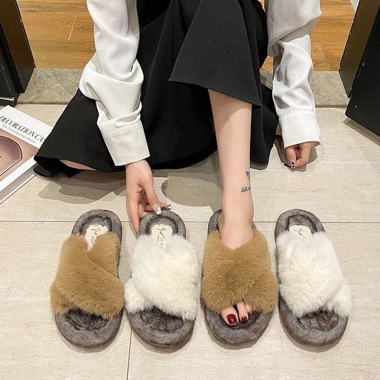 Cross flat bottom thermal slippers wholesale