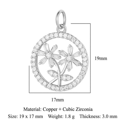 Sunflower Rose Clover Copper Zircon Pendant