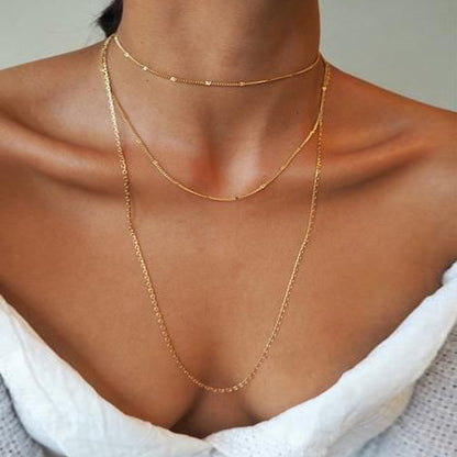 Layered thick chain triple lock necklace