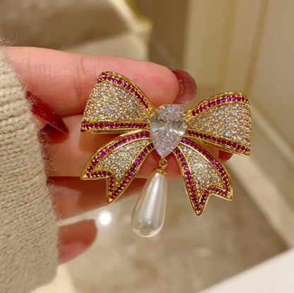 Full Diamond Bow Brooch Brooch