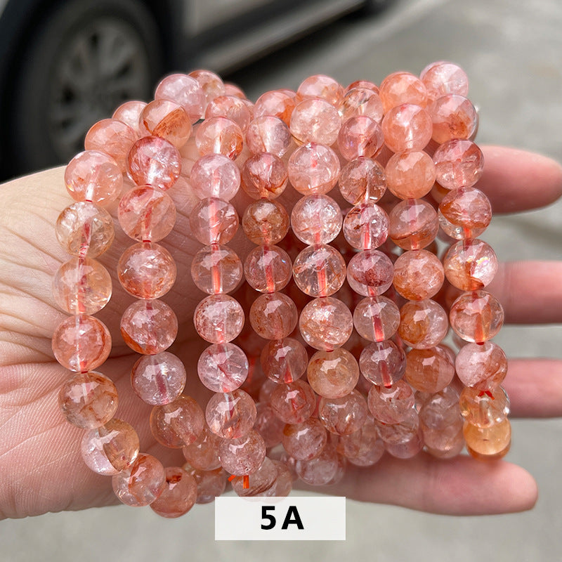 Pulsera de cristal con flores de pegamento rojo natural 