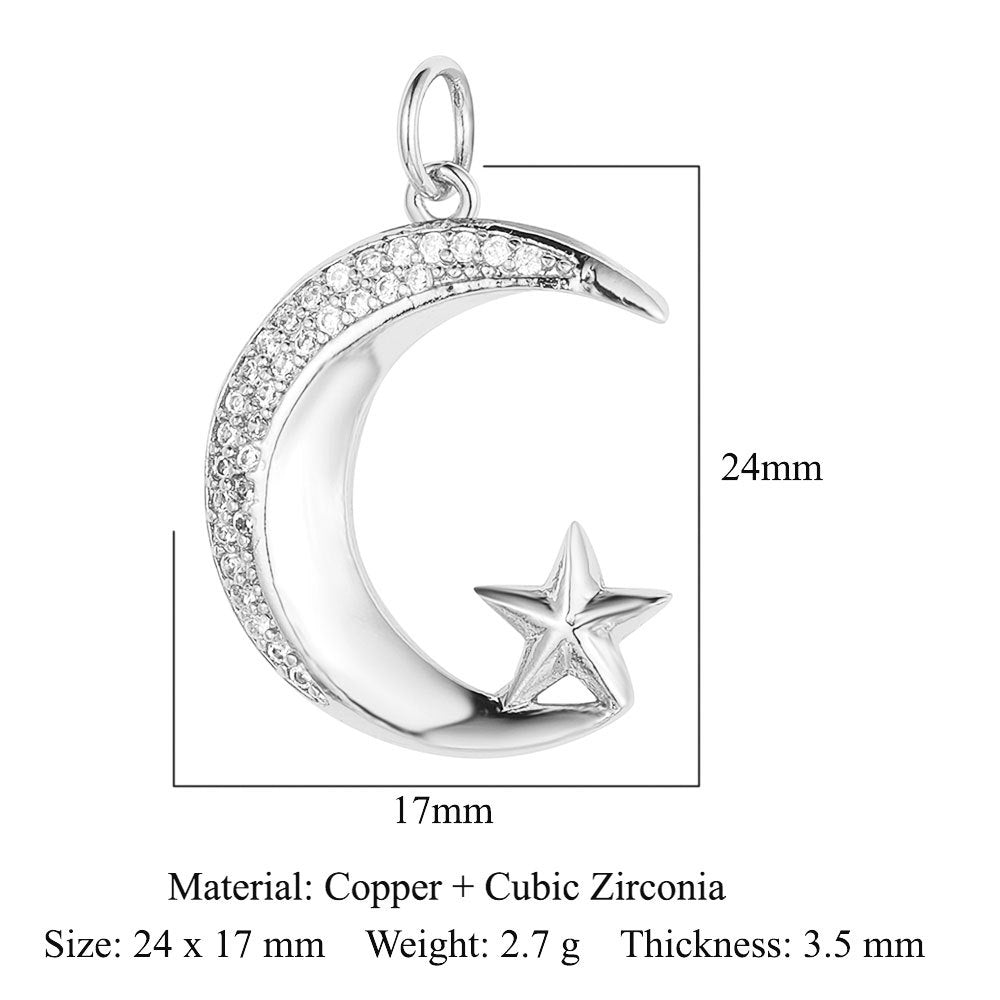 Moon Star Ballet Dancer Copper Zircon Pendant