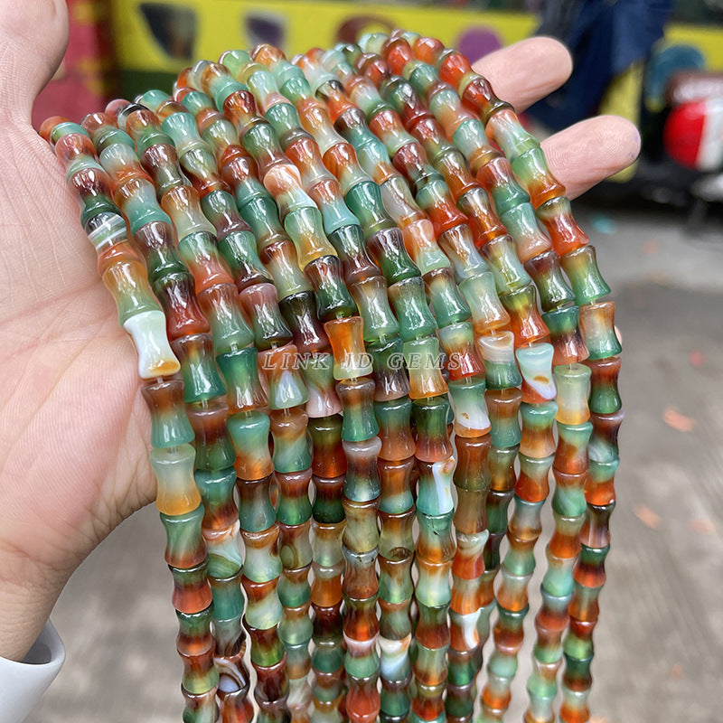 8 * 12 Peacock Agate Bamboo Beads Loose Beads