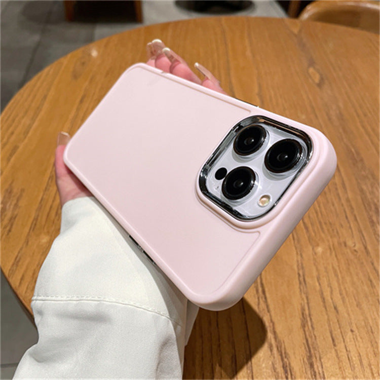 Funda con marco de metal sólido para iPhone 15 Pro, 7P y XR, color caramelo 