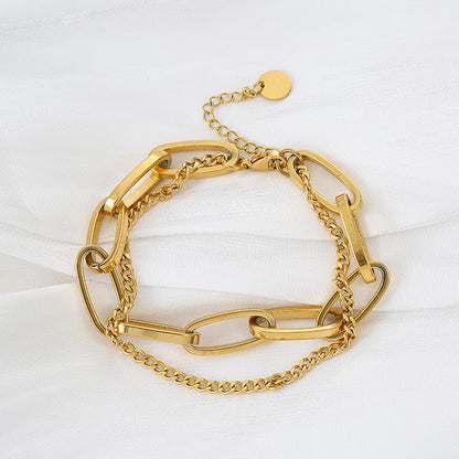 Thick chain double bracelet