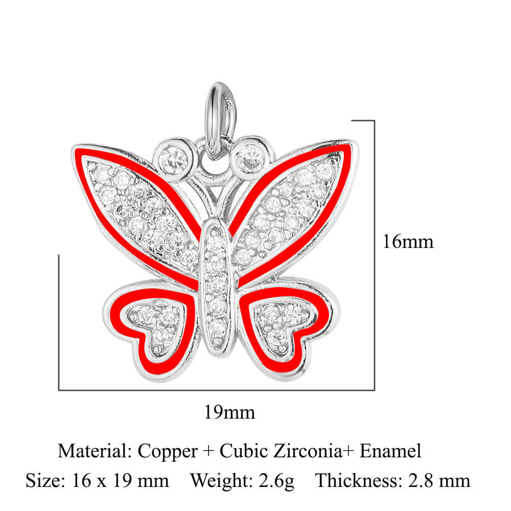 Heart-shaped copper zircon pendant bear snake scorpion