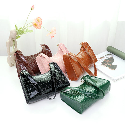 Crocodile pattern women's handbag