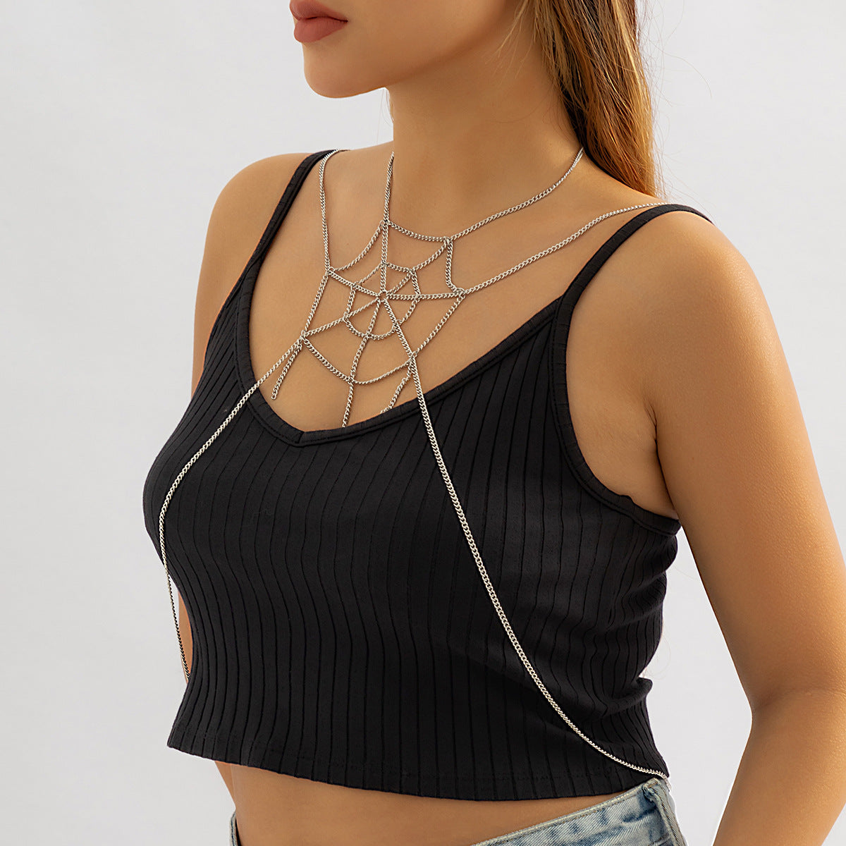 Geometric Spider Web Personality Chest Chain Body Chain