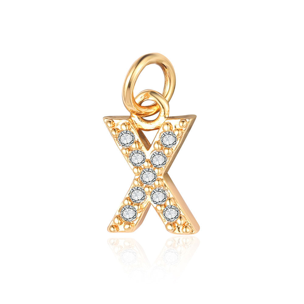 Copper zircon yellow gold letter pendant.