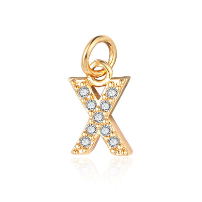 Copper zircon yellow gold letter pendant.