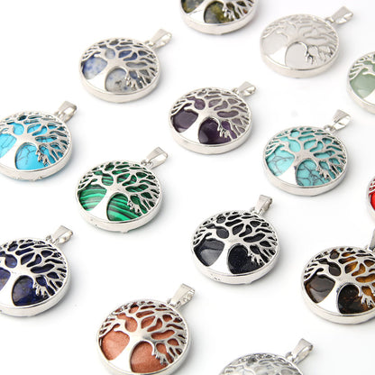 Crystal Tree of Life Round Pendant