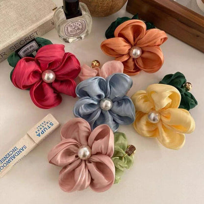 Flower ponytail straight hair band headrope