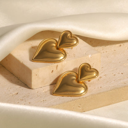 18k gold-plated heart pendant earrings