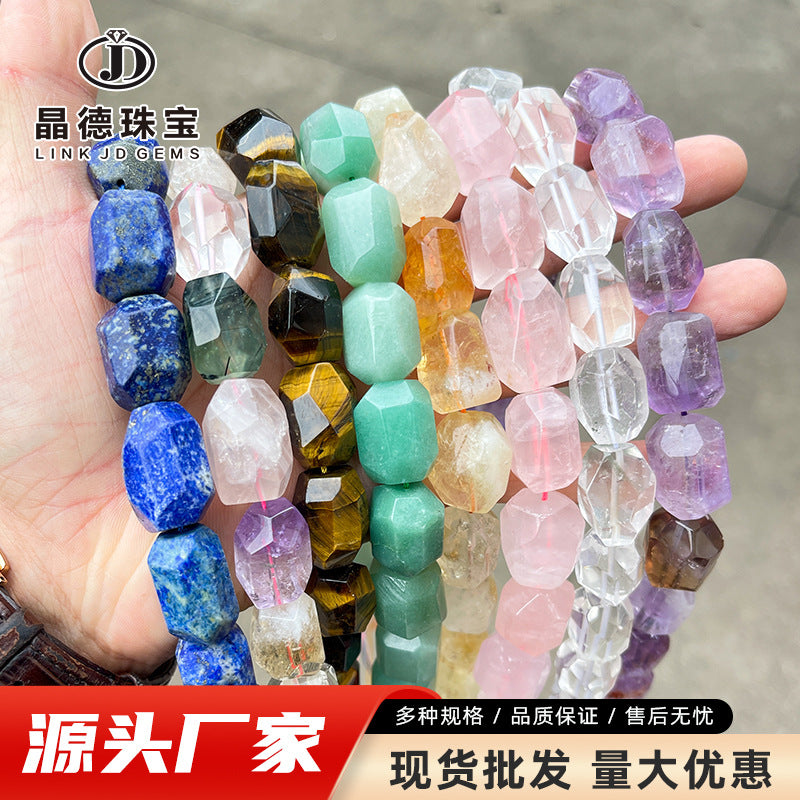 15 * 20Mm crystal rough stone cut face straight hole with shape DIY