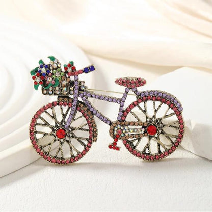 Rhinestone Bicycle Brooch