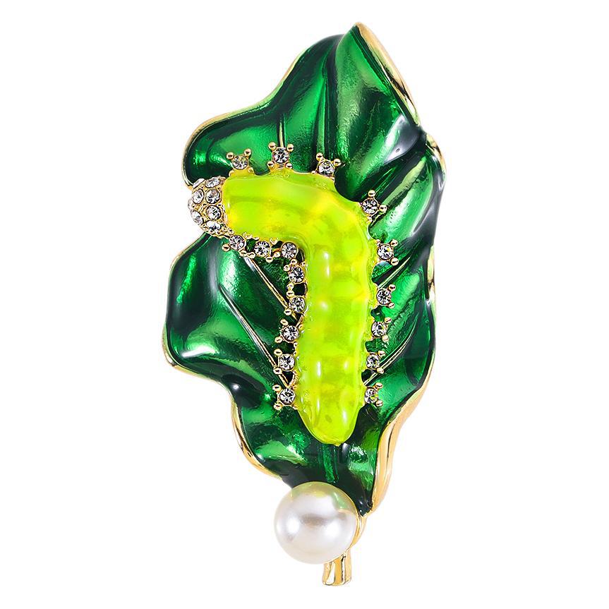 Caterpillar Leaf Brooch