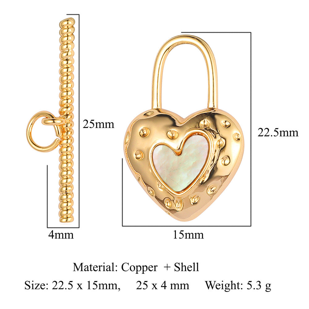 Mother shell love lock copper connecting buckle ending buckle