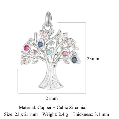 Cross Copper Zircon Necklace Pendant Tree of Life