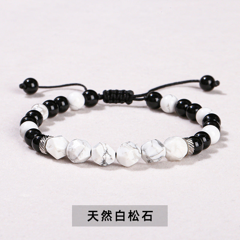 Natural Crystal Diamond Rhombus Bead Braided Bracelet