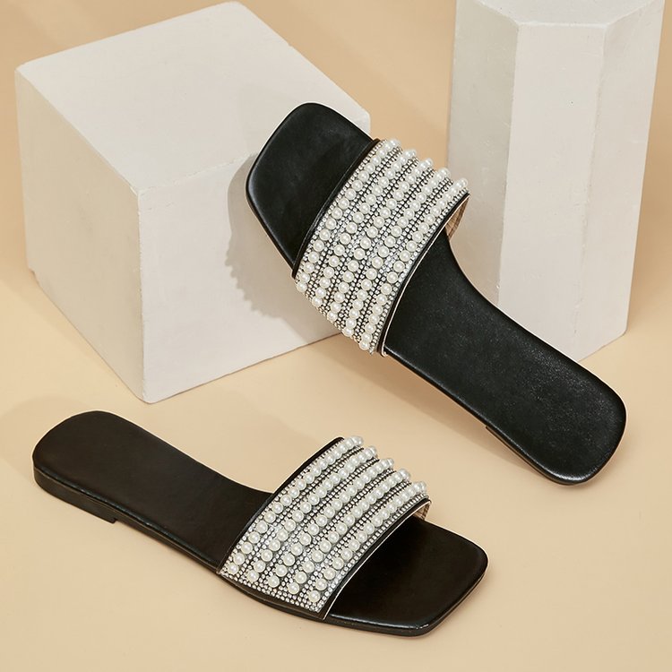 Pearl Rhinestone Slippers