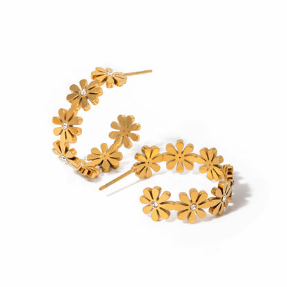 Daisy Pearl C Shape Earrings