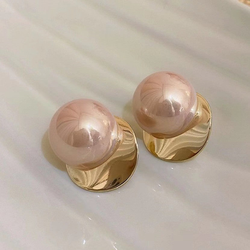 Pendientes grandes de perla rosa 