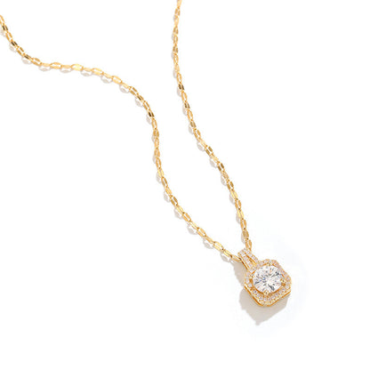 18k rose gold square diamond necklace