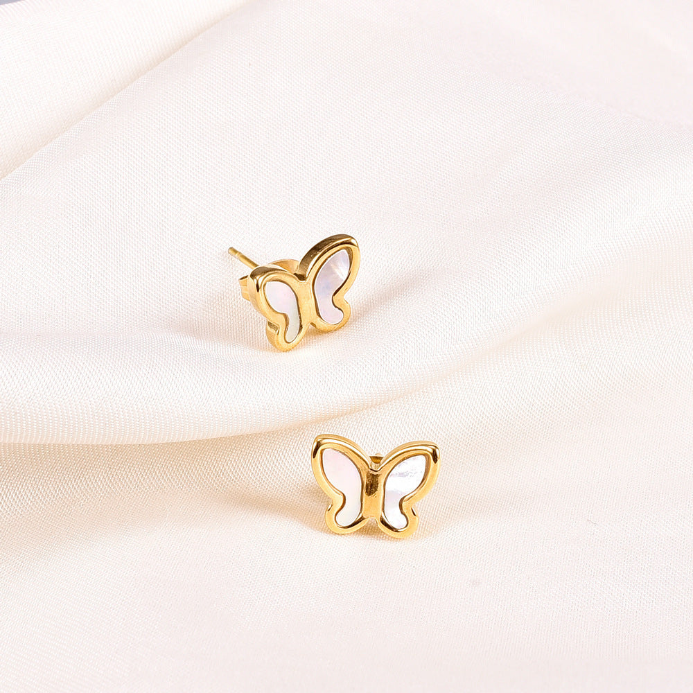 Shell butterfly stud earrings