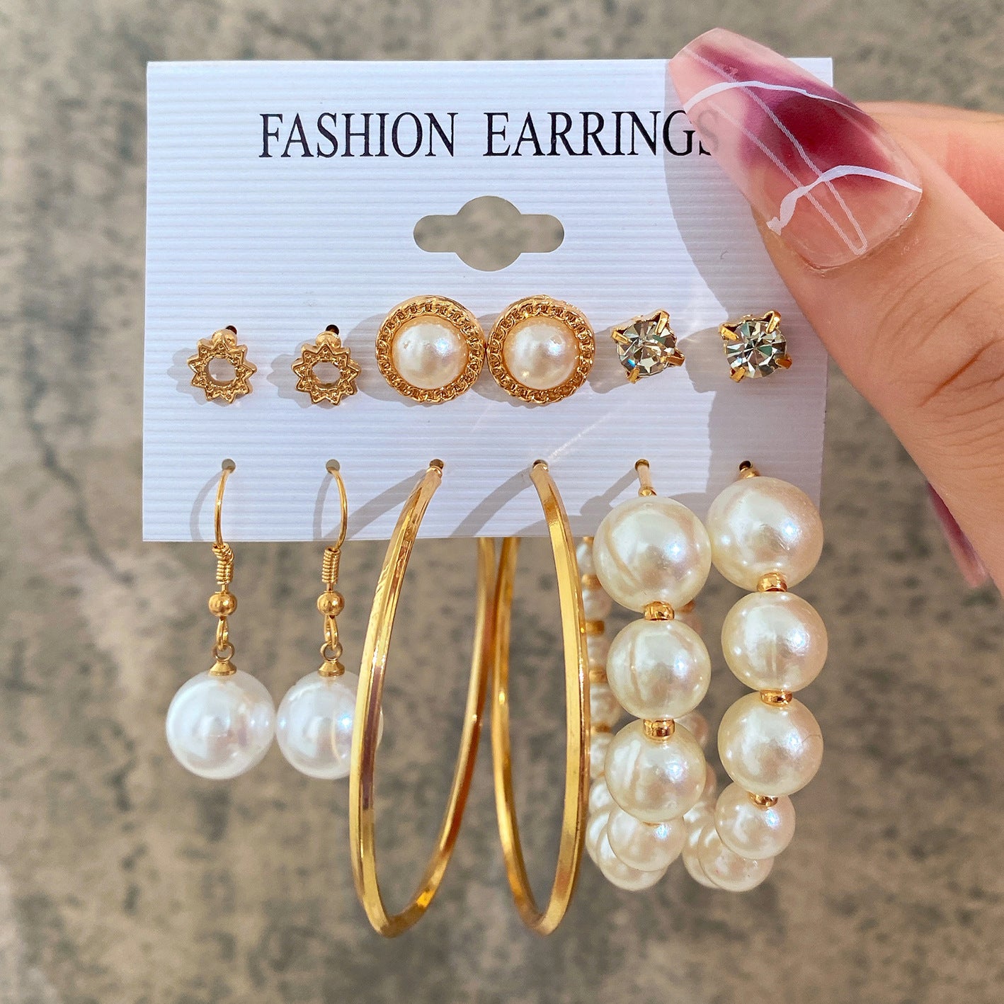 Metal Circle Chain Earring Set 6-Piece Set